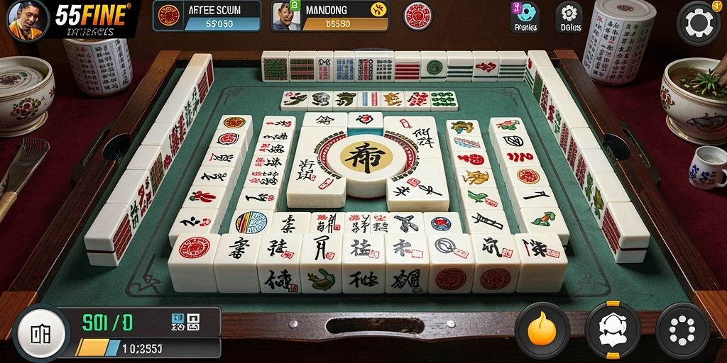Tampilan gameplay 55FIVE dengan tantangan Mahjong yang seru.