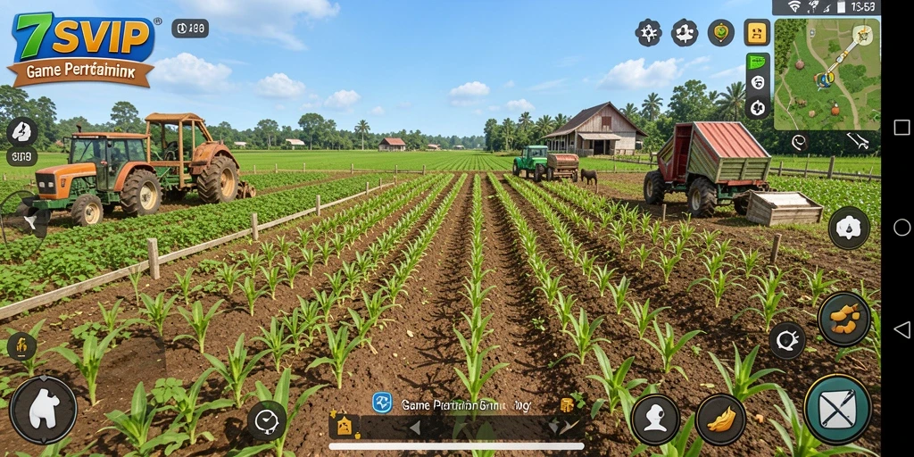 Tampilan gameplay <strong>7SVIP</strong> yang menampilkan aktivitas bertani yang seru.