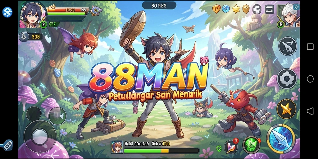 Screenshot utama gameplay 88MAIN menampilkan aksi seru karakter anime.