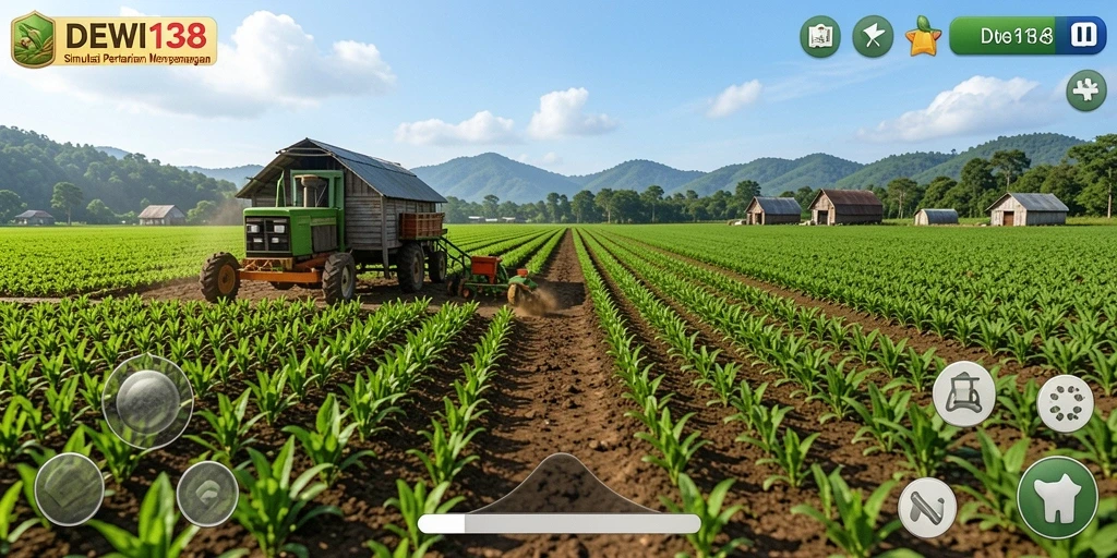 Screenshot gameplay DEWI138 menampilkan pertanian yang indah dan interaktif.