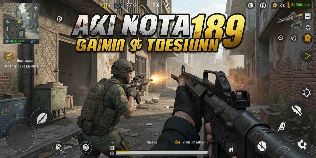 Screenshot menunjukkan aksi intens dalam KOTA189 dengan gameplay FPS yang mendebarkan.