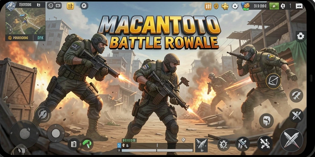 Tampilan seru gameplay Battle Royale dalam MACANTOTO.