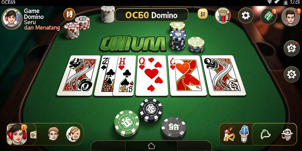 Tampilan gameplay seru di OCE69 dengan interaksi domino yang menarik.